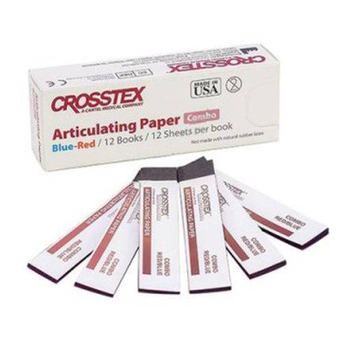 Артикуляционная бумага прямая - 71 мкм - красно-синяя - 12 книжек по 12 листов (CROSSTEX)