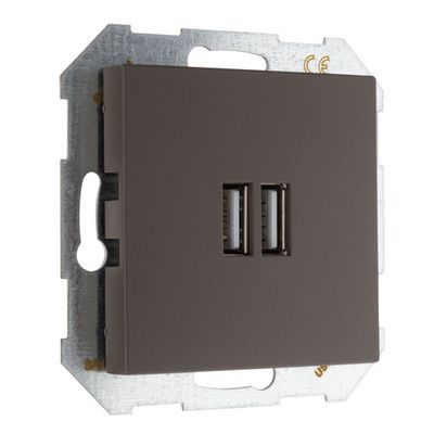 USB A+A розетка, 3400 мА LIREGUS RETRO IUK-2-01.R/ON31 коричневая матовая