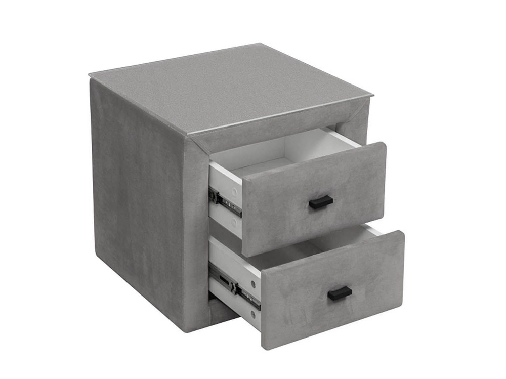 06.34-01 тумба прикроватная со стеклом Гамма велюр грей