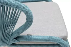 "Милан" стул плетеный из роупа, каркас алюминий светло-серый (RAL7035) муар, роуп бирюзовый круглый, ткань светло-серая