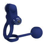 Синее вибрирующее кольцо с утяжеляющим шариком (Цвет: синий)