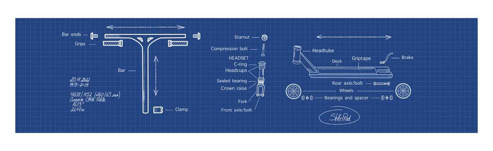 Шкурка для самоката Shkura Prod Scooter Parts 15,24x60,96cm "детали самоката"