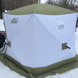 Палатка зимняя куб СЛЕДОПЫТ "PREMIUM" трехслойная  1,8х 1,8м