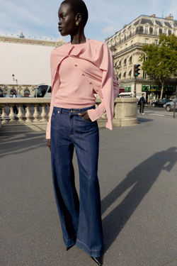 ZARA СВИТЕР С ЦВЕТОЧНЫМИ ПУГОВИЦАМИ, МЯГКИЙ РОЗОВЫЙ