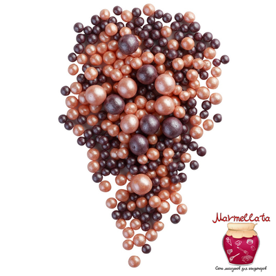 Шоколадный декор "Жемчуг микс персик, сиреневый" 3 размера №169, 100 гр.