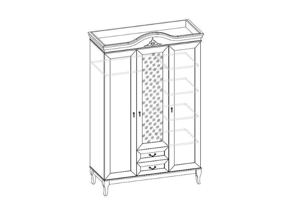 Шкаф распашной -3, дуб белый