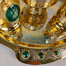 Чайный набор с подстаканниками на 2 персоны "Роскошный малахит"