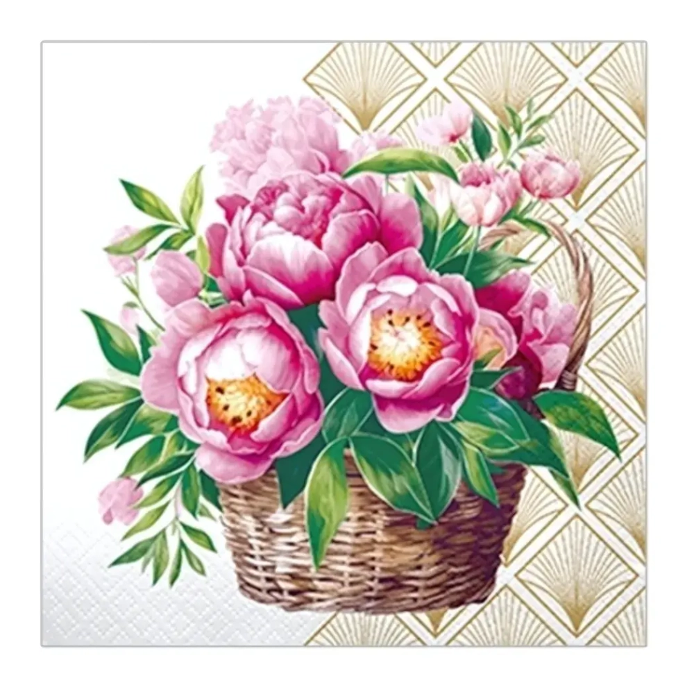 Салфетки бумажные 33*33 Pero Prestige Пионы, 3сл 20л