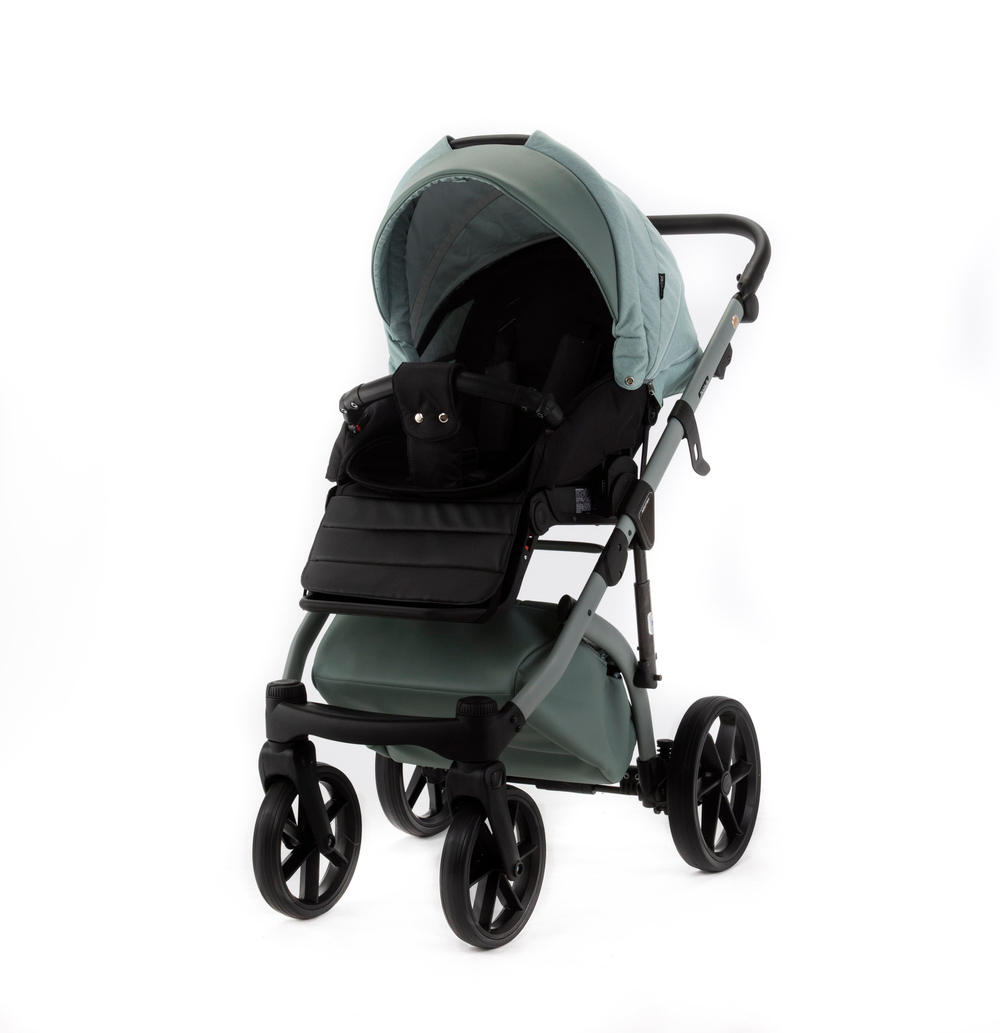 Детская универсальная коляска Adamex NOLA Natura MINT-8 (2в1) - Мятная ткань, Мятная экокожи