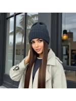 Шапка бини осенняя с отворотом теплая