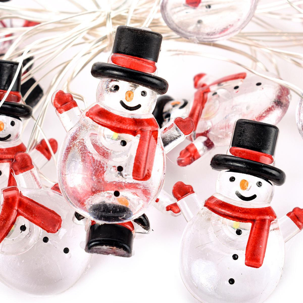 Гирлянда для дома "Снеговичок" на батарейках 2,0 м 20 ламп LED, 1 реж., IP-20, Белый (Серпантин)