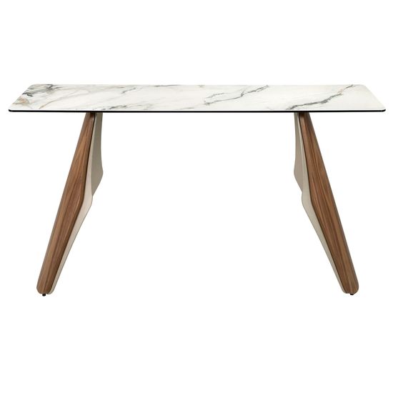 Консоль 3296 из керамики в мраморной отделке, стали и ореха