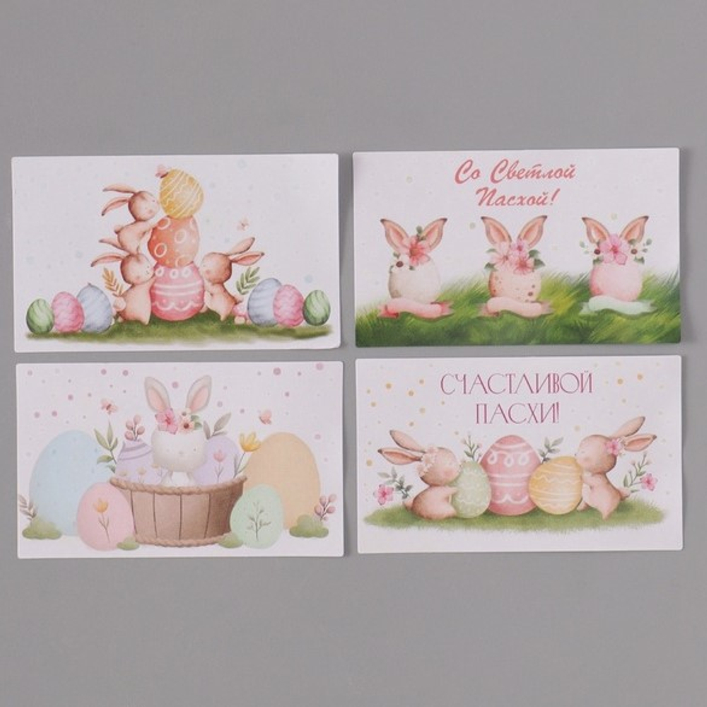 Наклейка бумажная Пасхальные кролики, 3*5 см (8 шт)