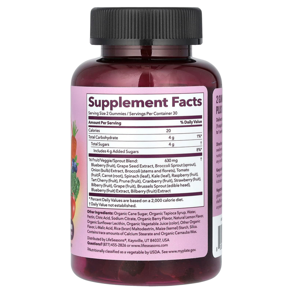 LifeSeasons, Fruit & Veggie Gummy, ягодный лимон, 60 жевательных таблеток