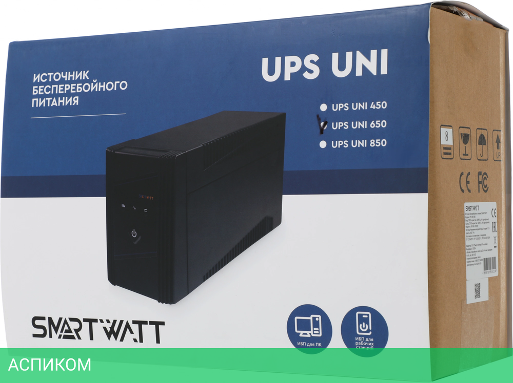 Источник бесперебойного питания Smartwatt Uni 650 черный (3703020390006)