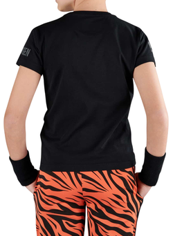 Детская теннисная футболка Hydrogen Tennis Court Cotton - black/orange tiger