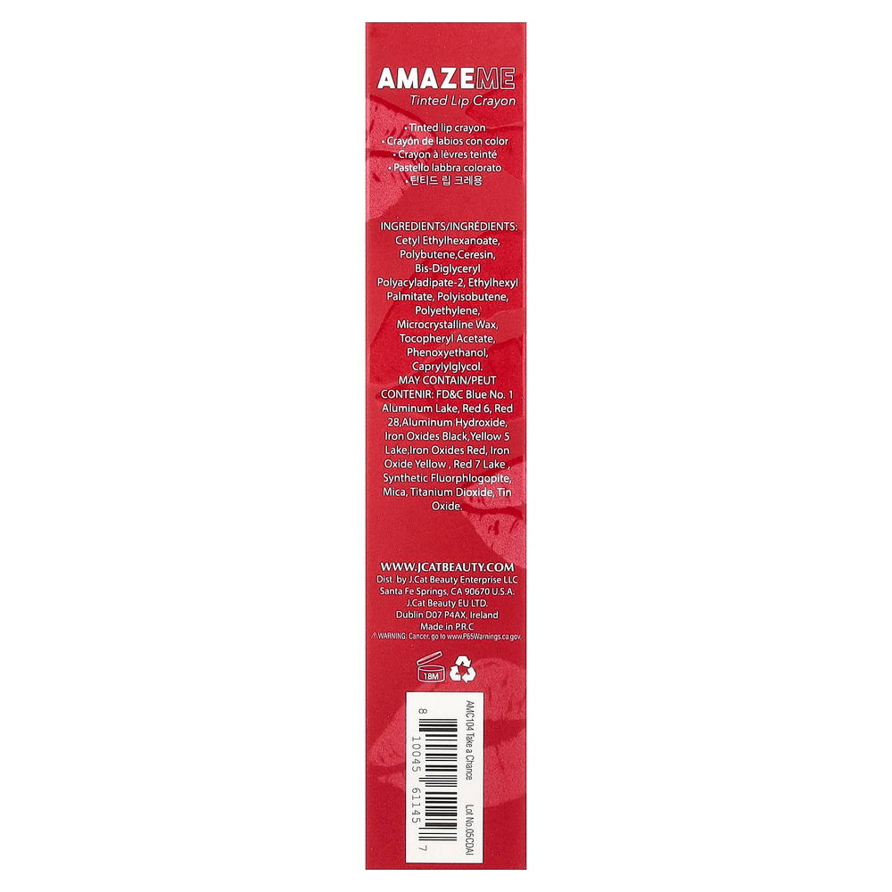 J.Cat Beauty, Amaze Me, карандаш для губ с оттенком, AMC104, шанс, 4 г (0,14 унции)