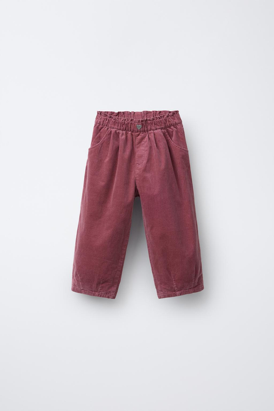 ZARA БРЮКИ BAGGY ИЗ ТОНКОГО ВЕЛЬВЕТА С ПОДКЛАДКОЙ, РОЗОВЫЙ