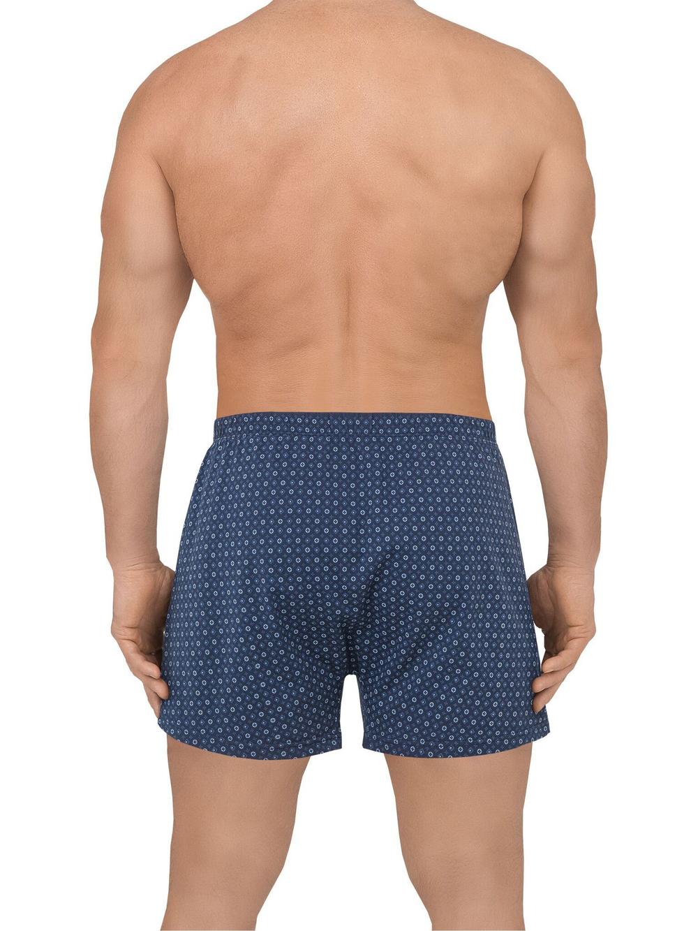 Хлопковые семейные трусы с мелким принтом (Размер: L) (Цвет: темно-синий)