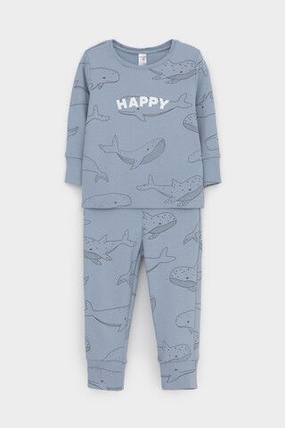 пижама  для мальчика  К 1621/пыльно-синий,большие киты