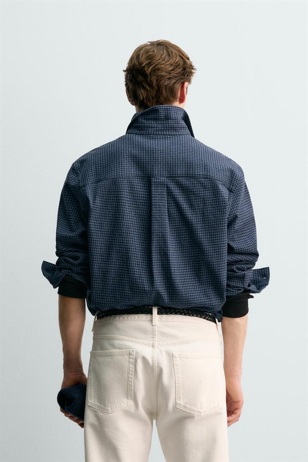 ZARА Х AARON LEVINE ФЛАНЕЛЕВАЯ РУБАШКА В КЛЕТКУ, МОРСКОЙ СИНИЙ