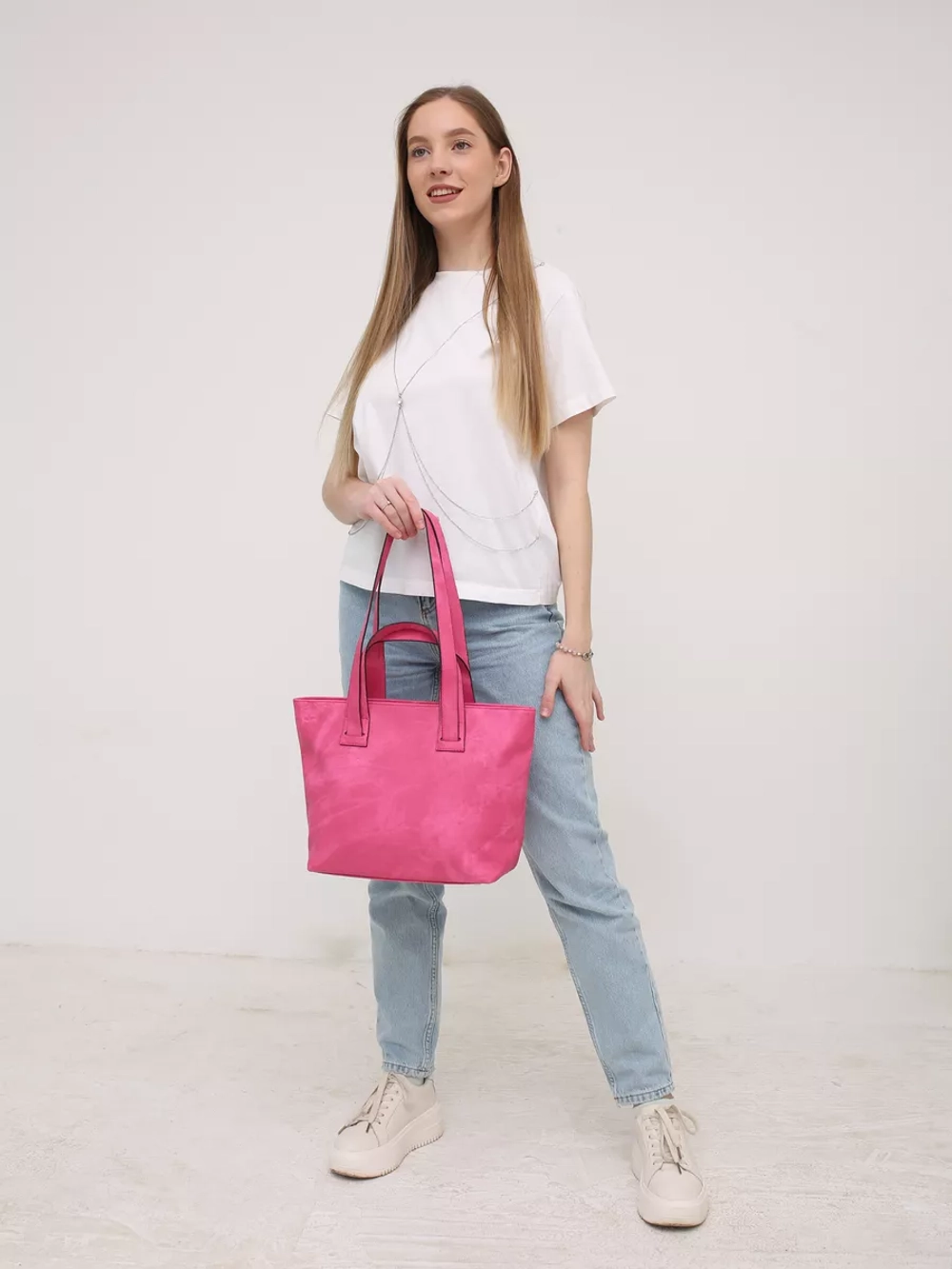 сумка тоут через плечо средняя с двумя ручками