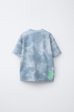 ZARA СПОРТИВНАЯ ФУТБОЛКА TIE-DYE, СИНИЙ/БЕЛЫЙ