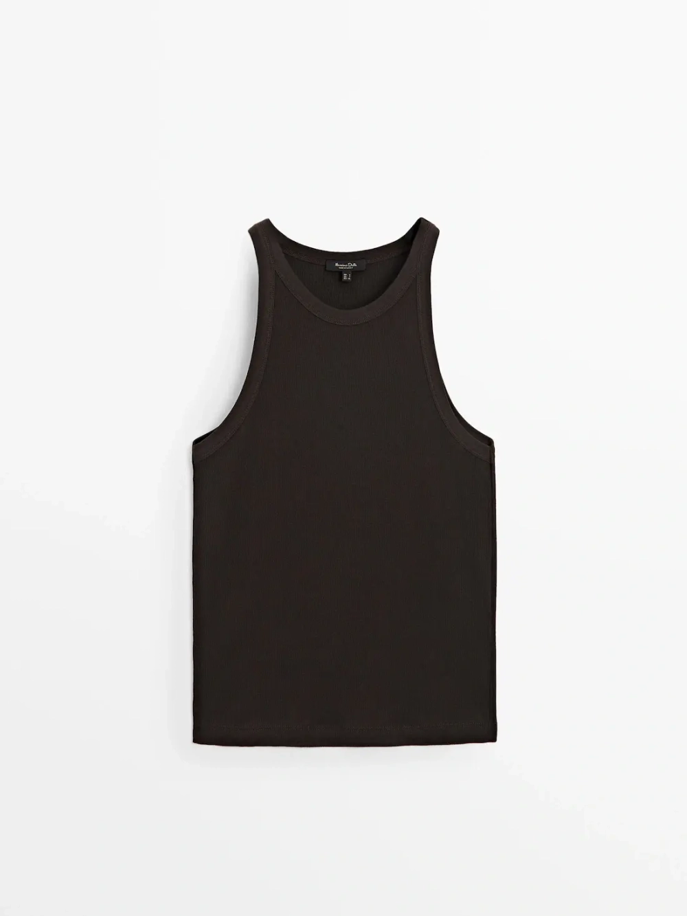 Massimo Dutti Хлопковый топ в рубчик без рукавов, коричневый