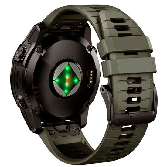 Ремешок двухцветный QuickFit 26 мм для Garmin Fenix 7x/6x/5x/5x plus/3, Descent, Tactix, Enduro, D2, Instinct 2X силиконовый (Бледно-болотный/черный)