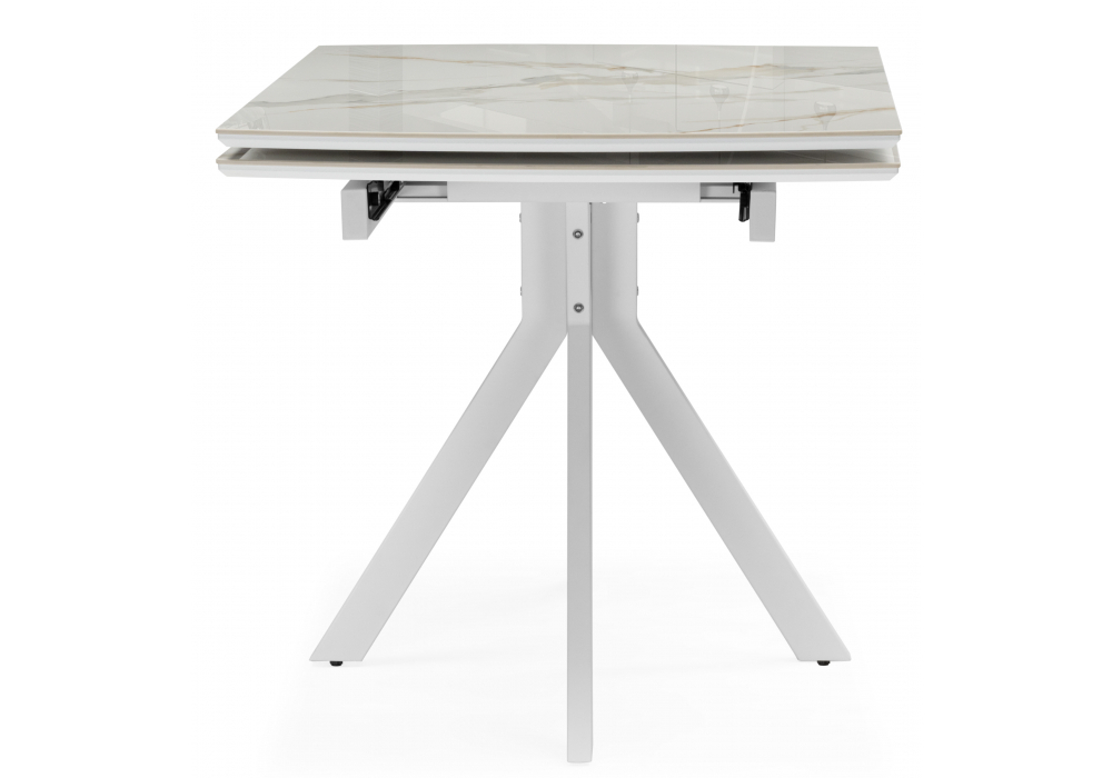 Керамический стол Woodville Катчел 120(180)x80 белая шагрень, белый, ножки белые