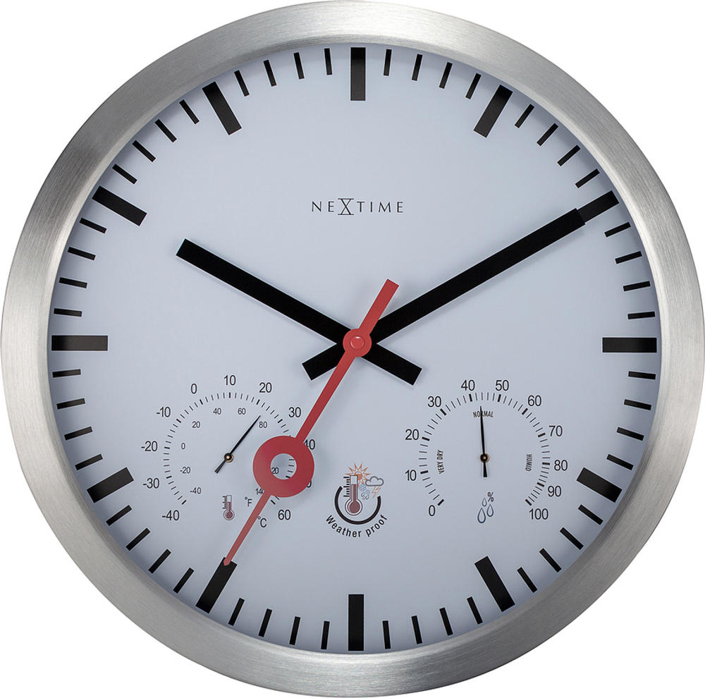 Настенные часы NeXtime, алюминий, 35 см, серебристые