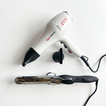 Фен Спа Интенс 2200-2400W, цвет белый и обновленная плойка для волос с зер. тит. покрытием, 32мм