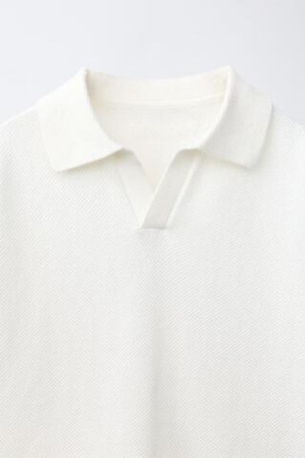 ZARA ПОЛО ИЗ ТКАНИ ПИКЕ, БЕЛЫЙ