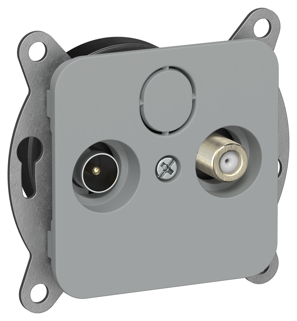 FLITE Розетка 2-местная TV+SAT экранированная оконечная РТВс-2-1-1-ФлС серый IEK