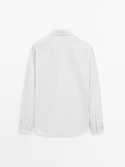 Massimo Dutti Рубашка из поплина в полоску, белый