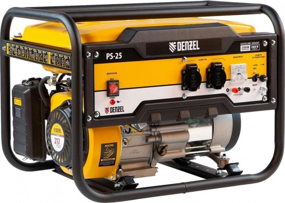 Генератор бензиновый Denzel PS-25, 2,5 кВт, 230В, 15л, ручной стартер