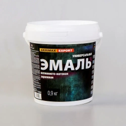 Краска, Эмаль без запаха 0,9 кг AKRIMAX эмаль для наружных и внутренних работ универсальная, водостойкая, краска по металлу, Акриловая быстросохнущая шелковисто-матовое покрытие, белый