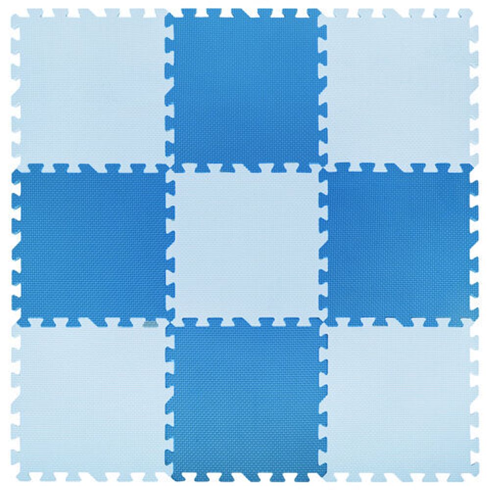 Коврик-пазл напольный 0,9х0,9 м, мягкий, синий, 9 элементов 30х30 см, толщина 1 см, ЮНЛАНДИЯ, 664662