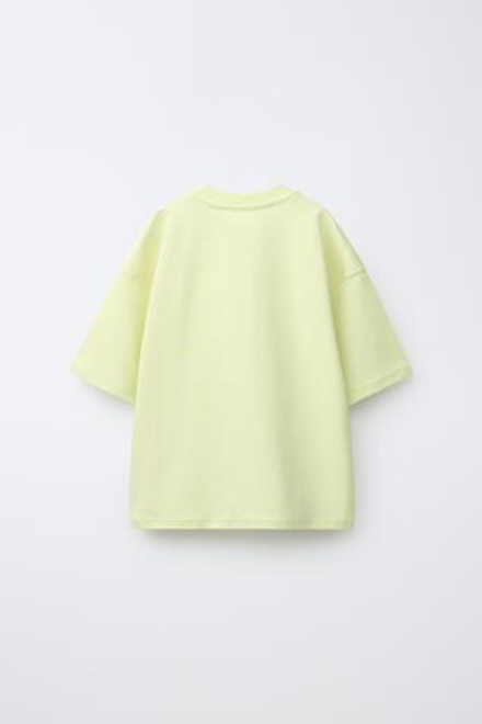 ZARA ОДНОТОННАЯ ФУТБОЛКА ИЗ ИНТЕРЛОКА, ЖЕЛТЫЙ