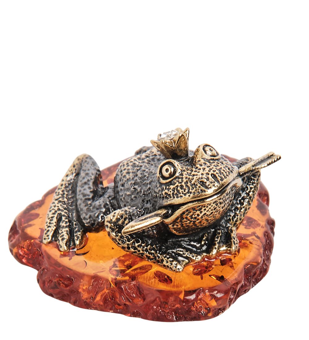 Народные промыслы AM-1863 Фигурка «Лягушка царевна» (латунь, янтарь)