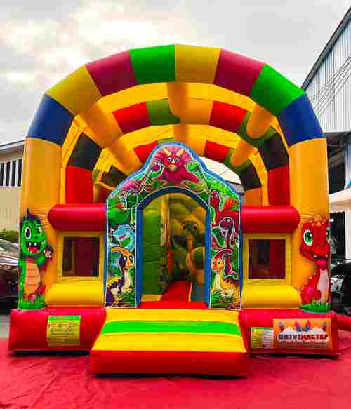 Коммерческий надувной батут с крышей "Динозаврики" 5*4*4 м