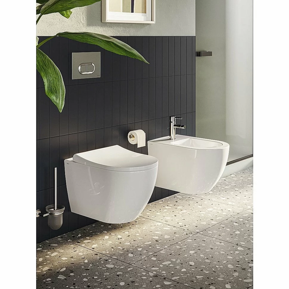 Унитаз Vitra Mia Round 9873B003-7201 безободковый с инсталляцией, с крышкой микролифт, кнопка хром