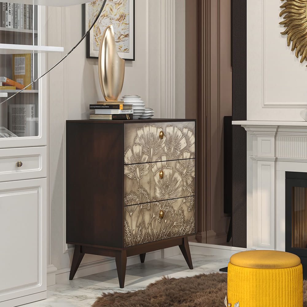 Комод Маки с 3 ящиками Каштан