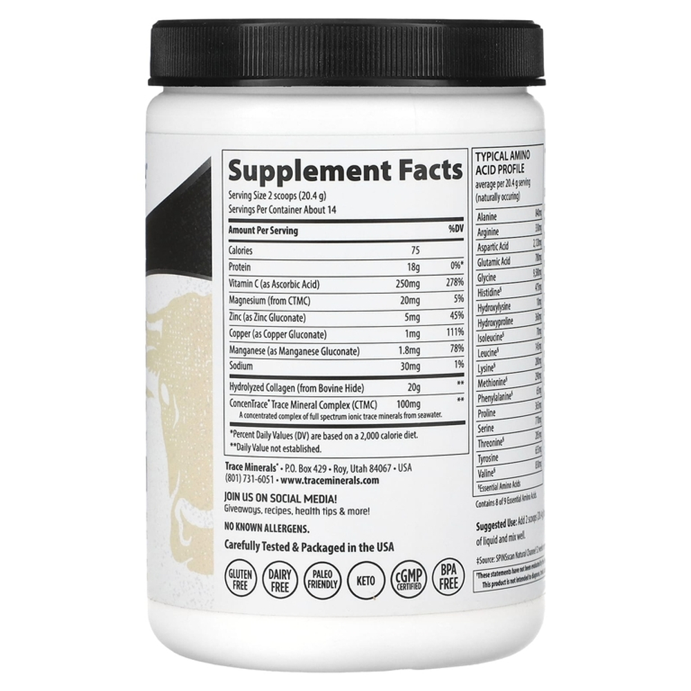 Trace Minerals Collagen Peptides 286g , Пептидный коллаген без вкуса