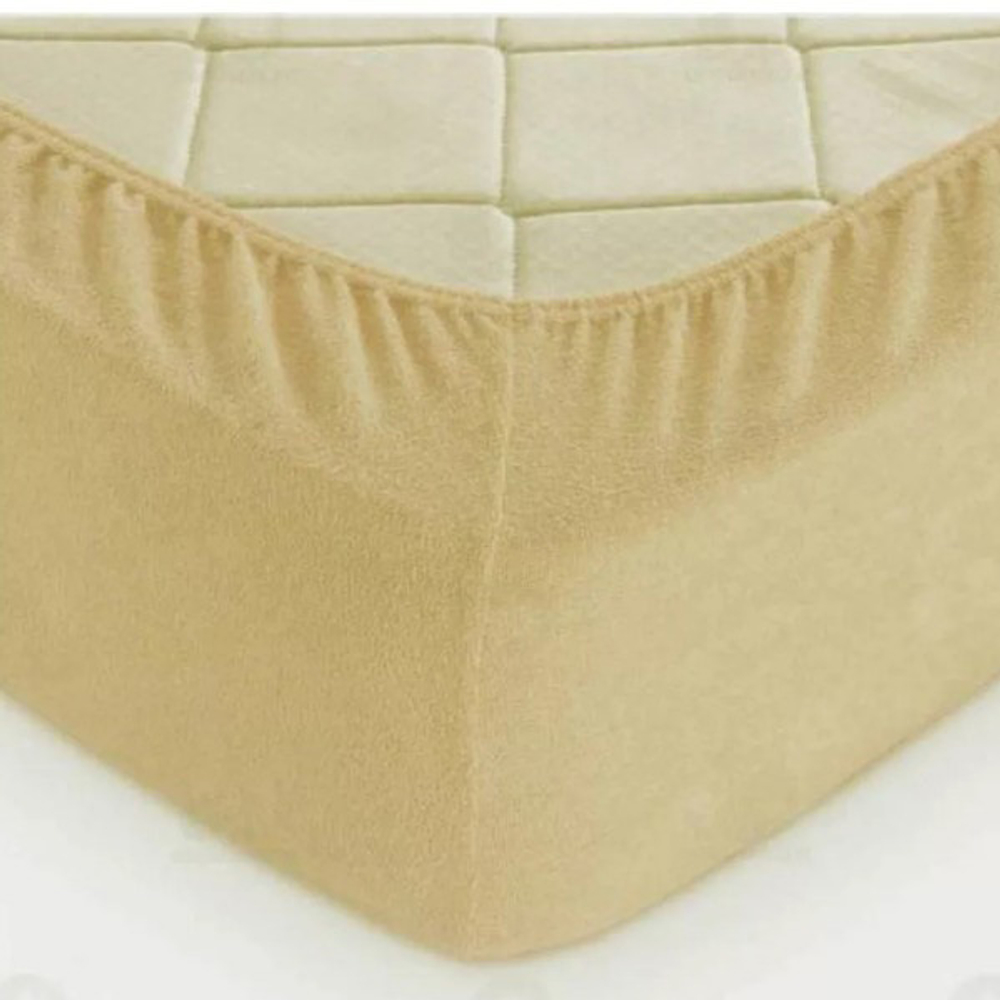 Простыня махра на резинке 140*200*20 Бежевый ТГ