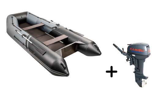 Броня-360 СК графит-черный + KAMISU T 9.9 BMS (комплект лодка + мотор)