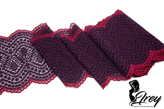 03-177  Кружево эластичное 18 см, слива/красный