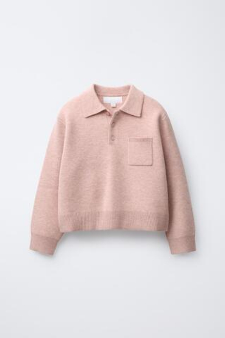 ZARA ТРИКОТАЖНЫЙ ДЖЕМПЕР ПОЛО, ЦВЕТ РОЗОВОГО ДЕРЕВА