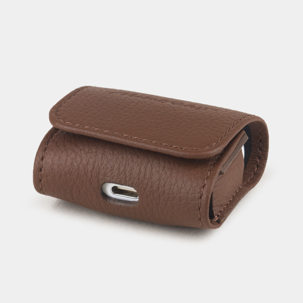 Чехол для наушников AirPods 4 из кожи теленка, цвета шоколад