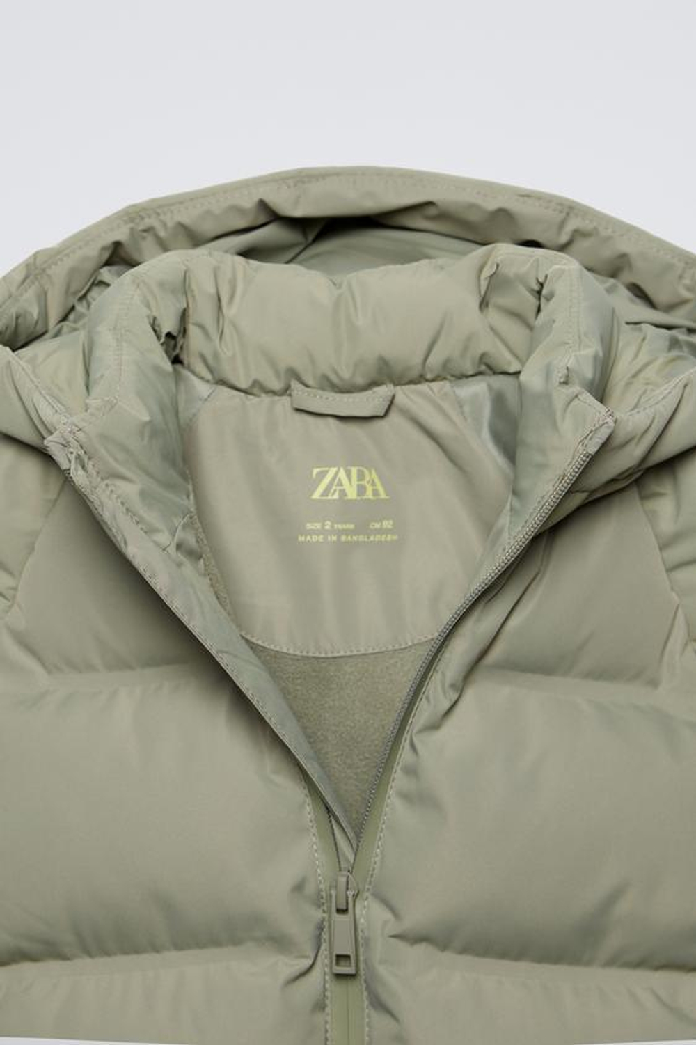 ZARA СТЕГАНАЯ КУРТКА WATER-REPELLENT, ПЫЛЬНЫЙ ХАКИ